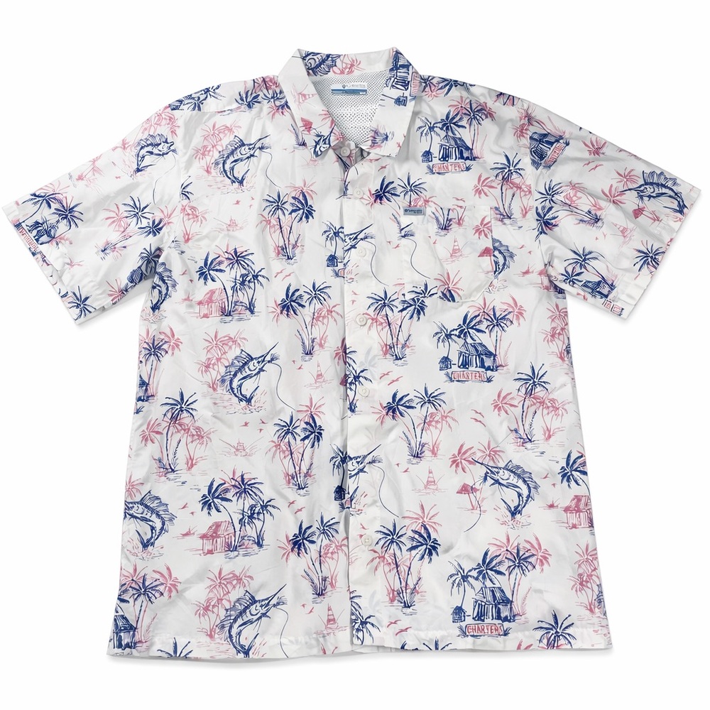 Columbia PFG Tropical Marlin Button Up Shirt M Coastal Grandpa Beachcore